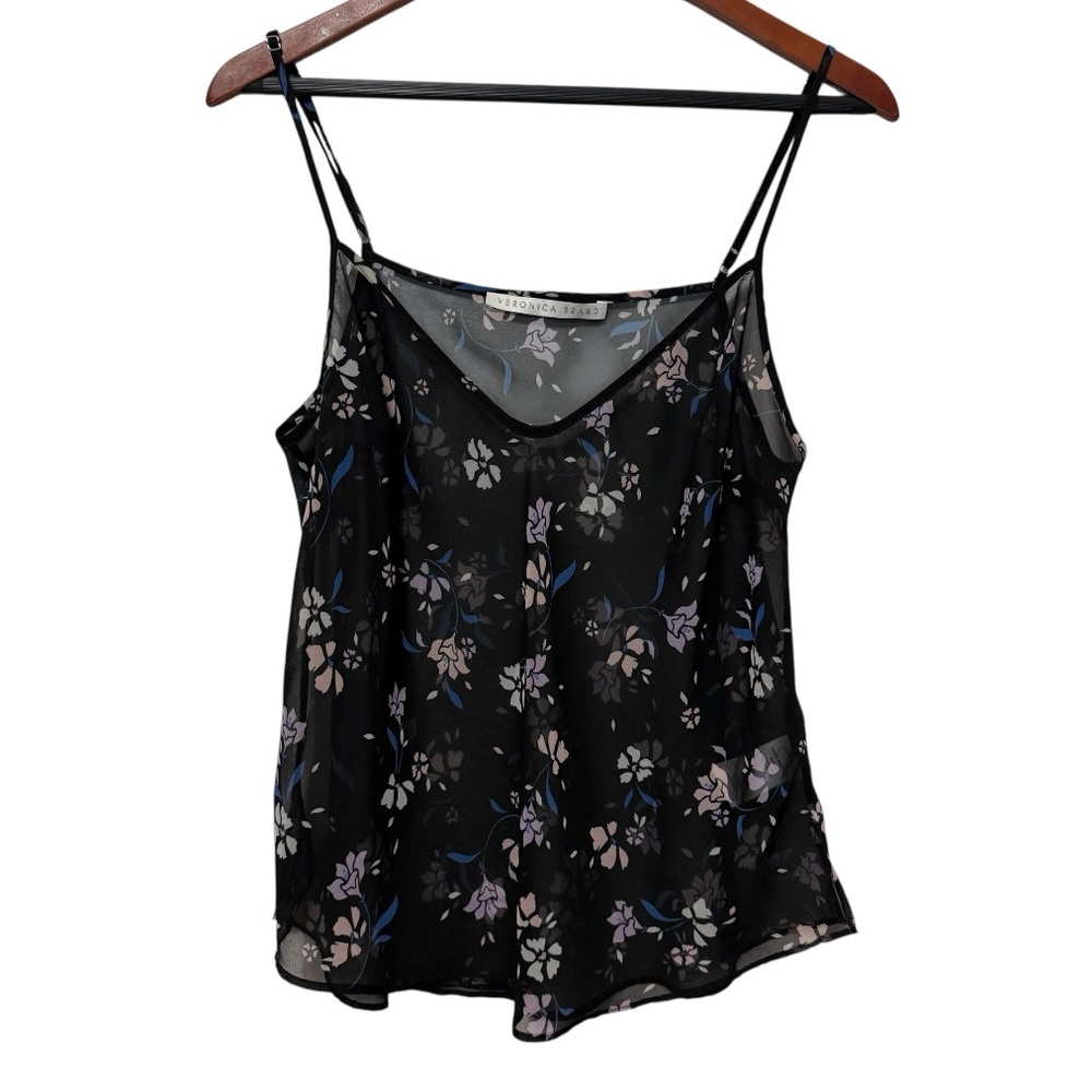 Veronica Beard Floral Black Camisole Top Womens Medium Whimsigoth Fairy Babydoll